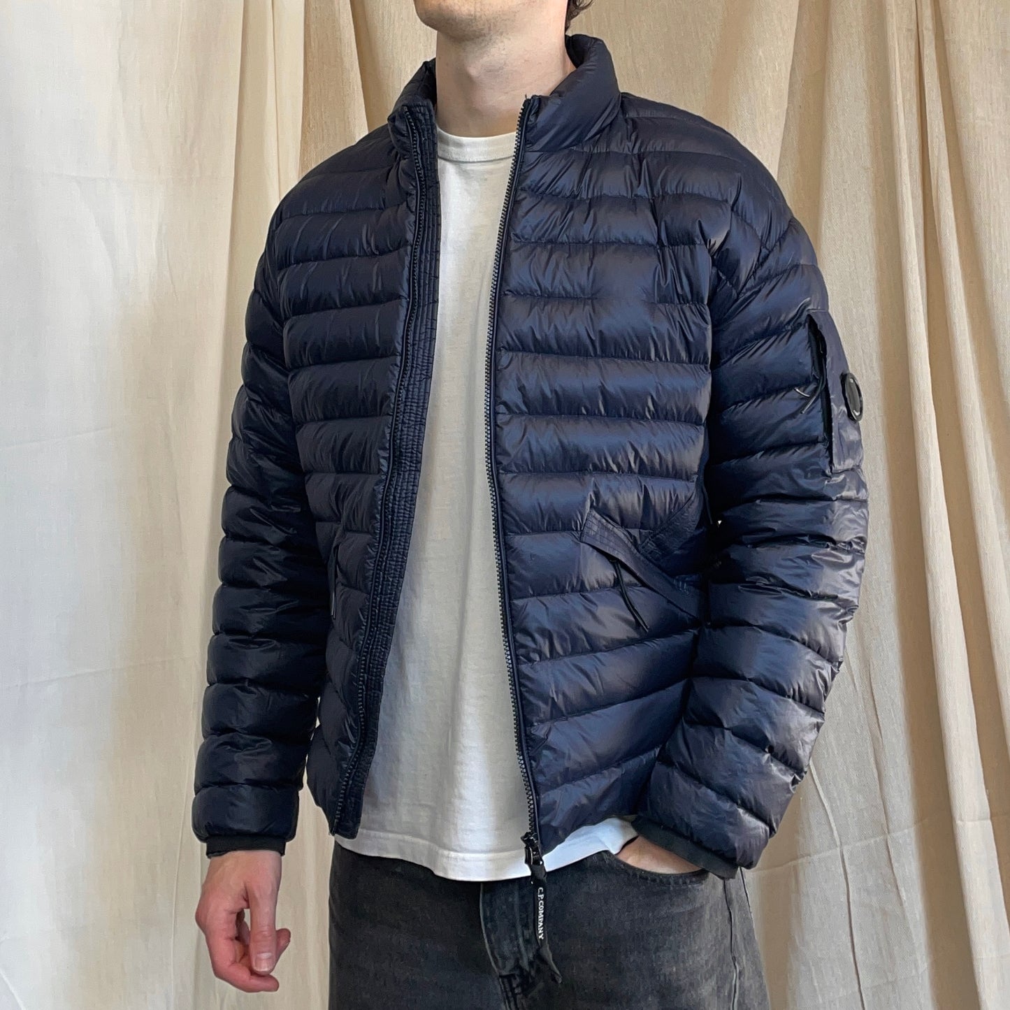 C.P. Company Navy DD Shell Lightweight Technical Lens Puffer Jacket