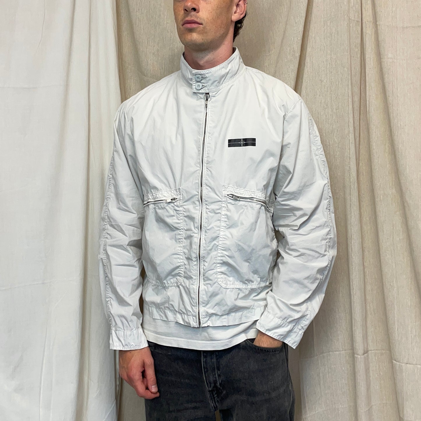 Stone Island Denims White SS07 Coated Cotton Lightweight Harrington Jacket