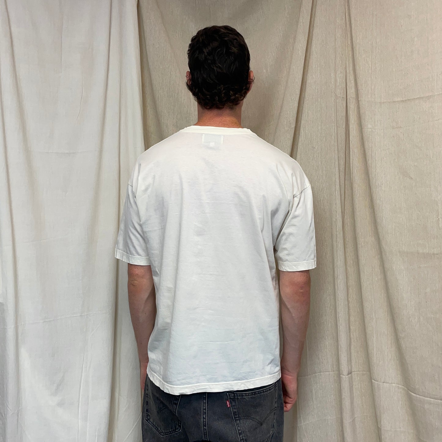 Armani Jeans Cream 90s Spellout Lightweight Oversized T-Shirt