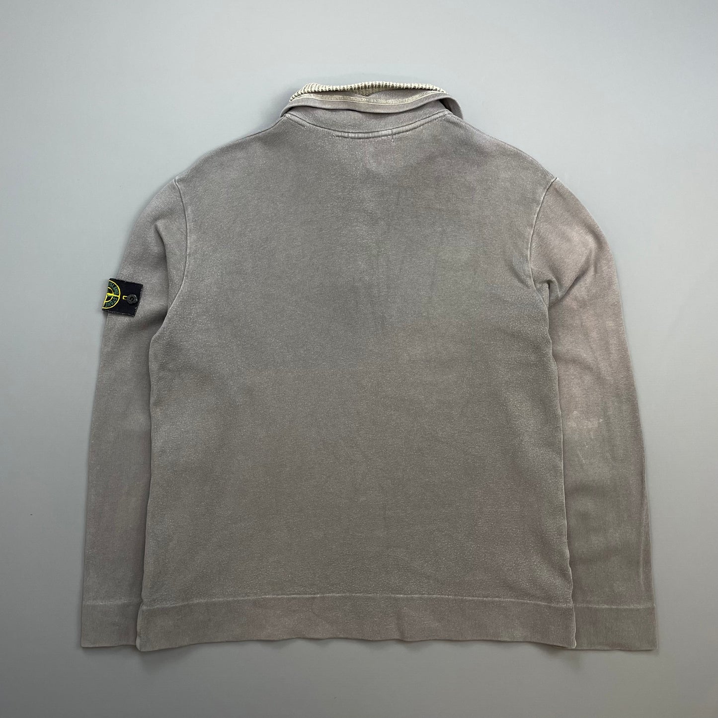 Stone Island Grey AW00 Dual Knit Collar Button-Up Jumper