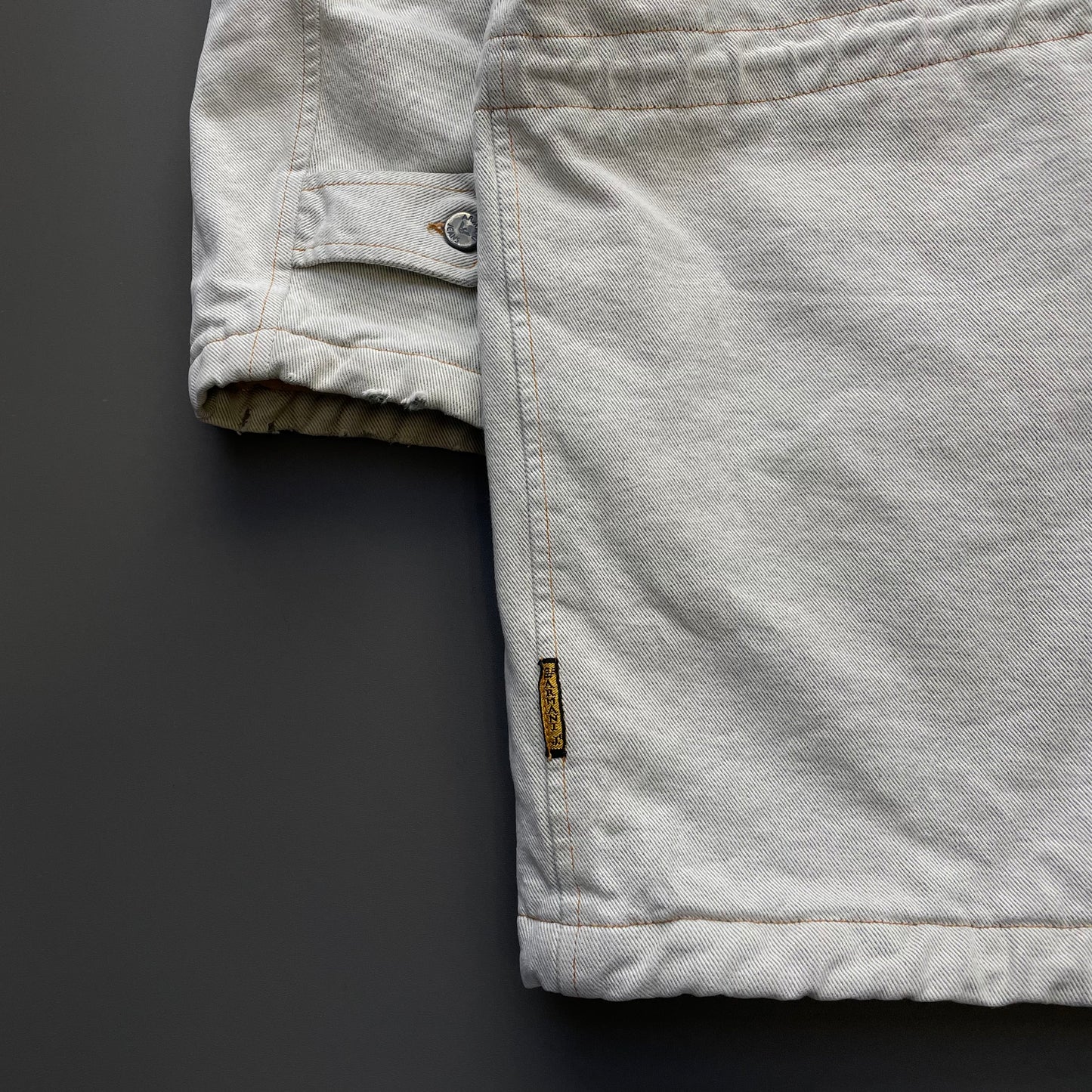 Armani Jeans Worked Fabrics White 90s Hooded Padded Overcoat