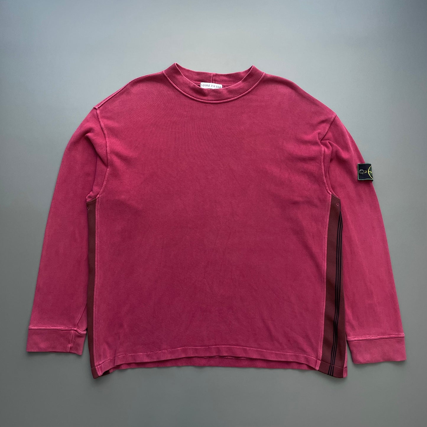 Stone Island Red AW96 Panelled Cotton Green Edge Badge Jumper