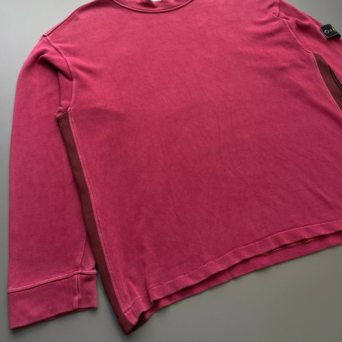 Stone Island Red AW96 Panelled Cotton Green Edge Badge Jumper