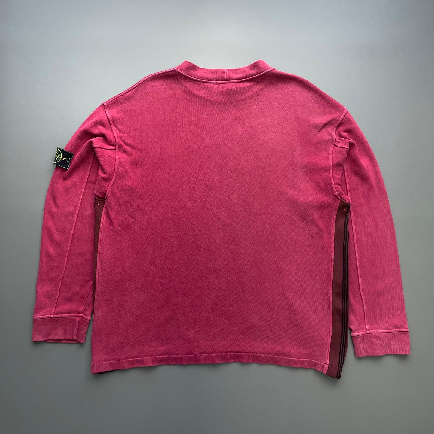 Stone Island Red AW96 Panelled Cotton Green Edge Badge Jumper