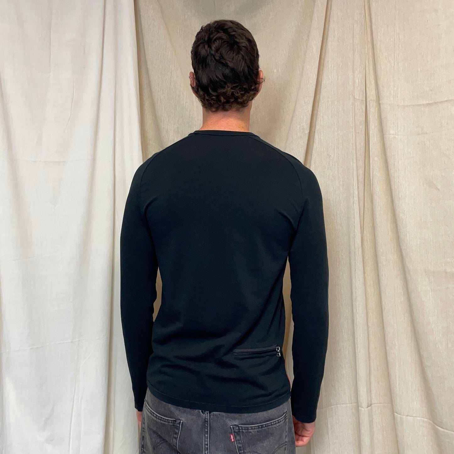 Prada Sport Black 00s Long Sleeve Rear Pocket Elastane T-Shirt