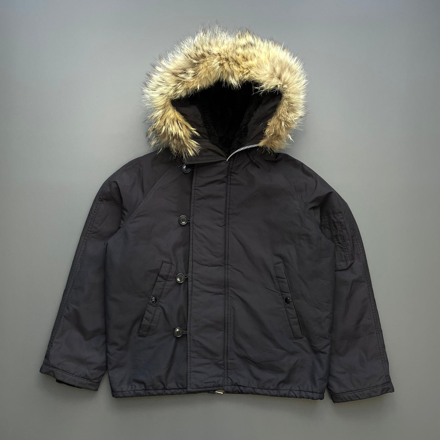 Spiewak & Sons 80s Golden Fleece Black Fur Hood Padded N-2B Flight Bomber Jacket