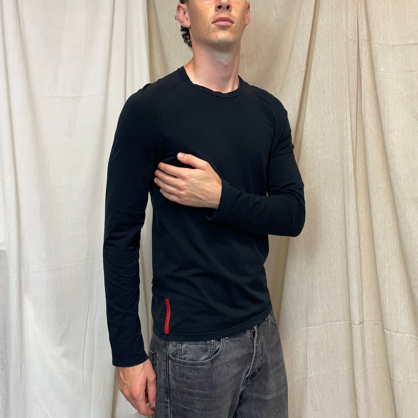 Prada Sport Black 00s Long Sleeve Rear Pocket Elastane T-Shirt