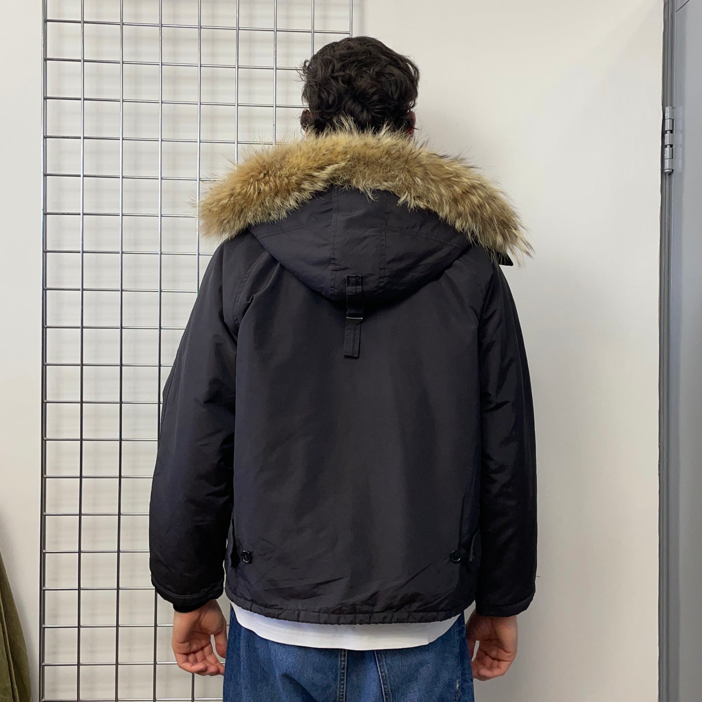 Spiewak & Sons 80s Golden Fleece Black Fur Hood Padded N-2B Flight Bomber Jacket