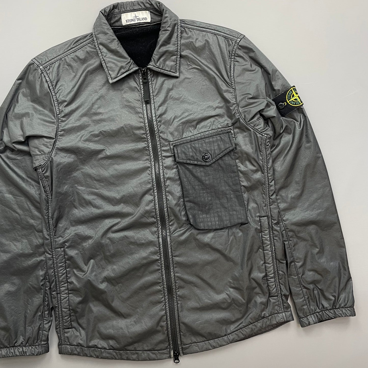 Stone Island Grey AW20 Nylon Lamy Flock Overshirt Jacket