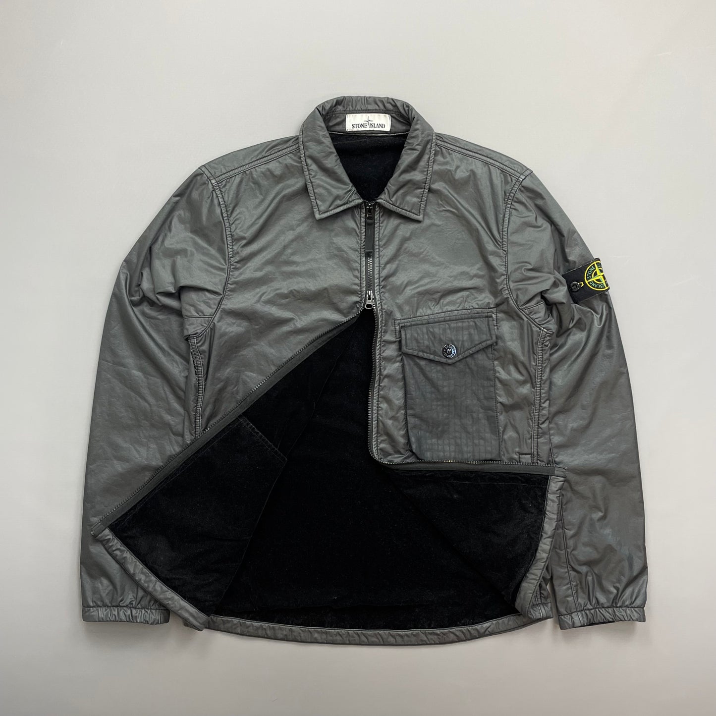 Stone Island Grey AW20 Nylon Lamy Flock Overshirt Jacket