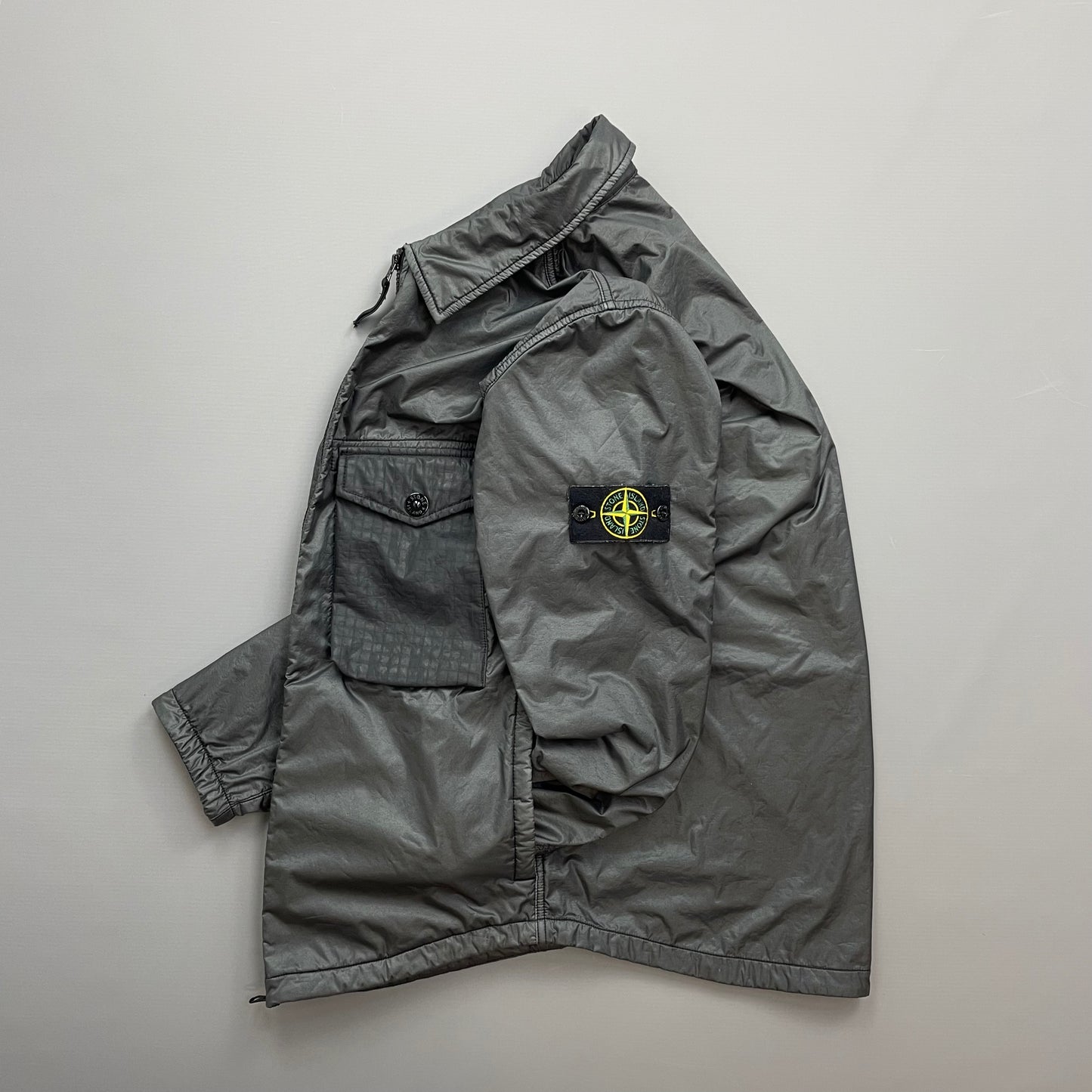 Stone Island Grey AW20 Nylon Lamy Flock Overshirt Jacket