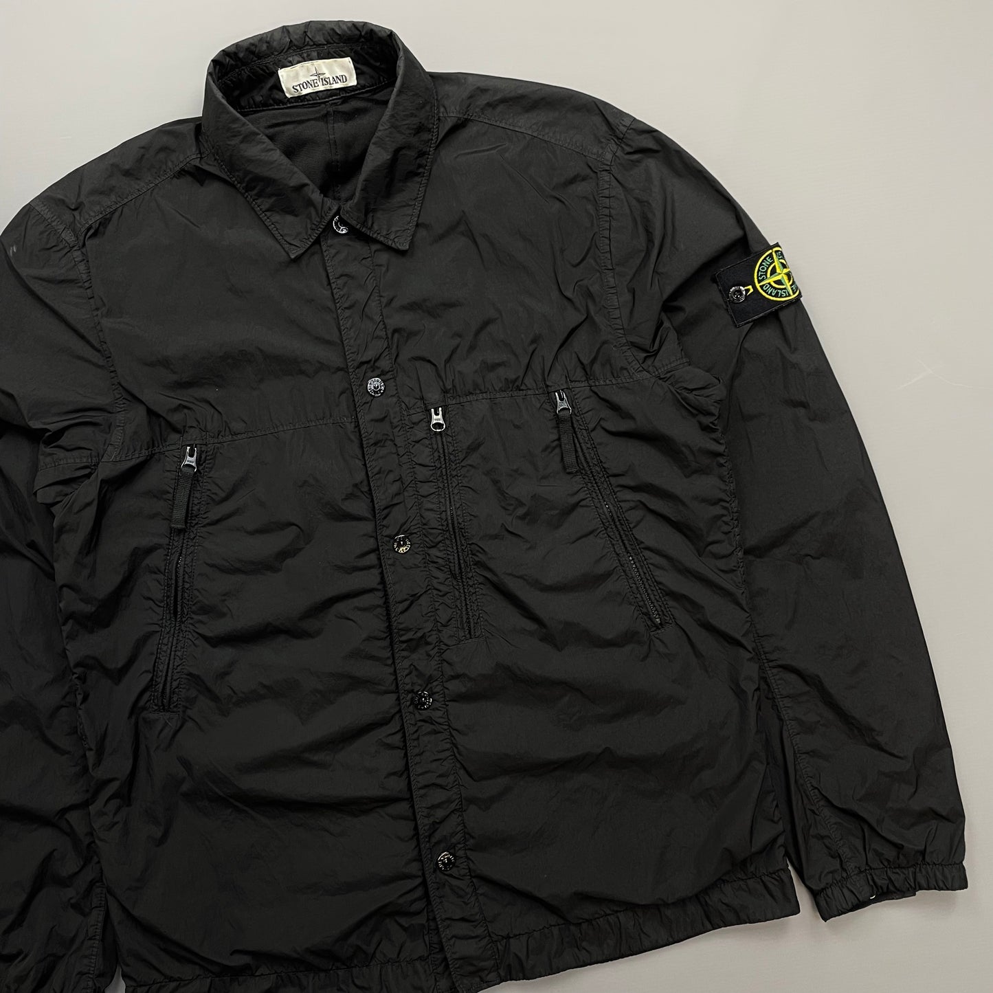 Stone Island Black AW19 Crinkle Reps Lined Overshirt Jacket