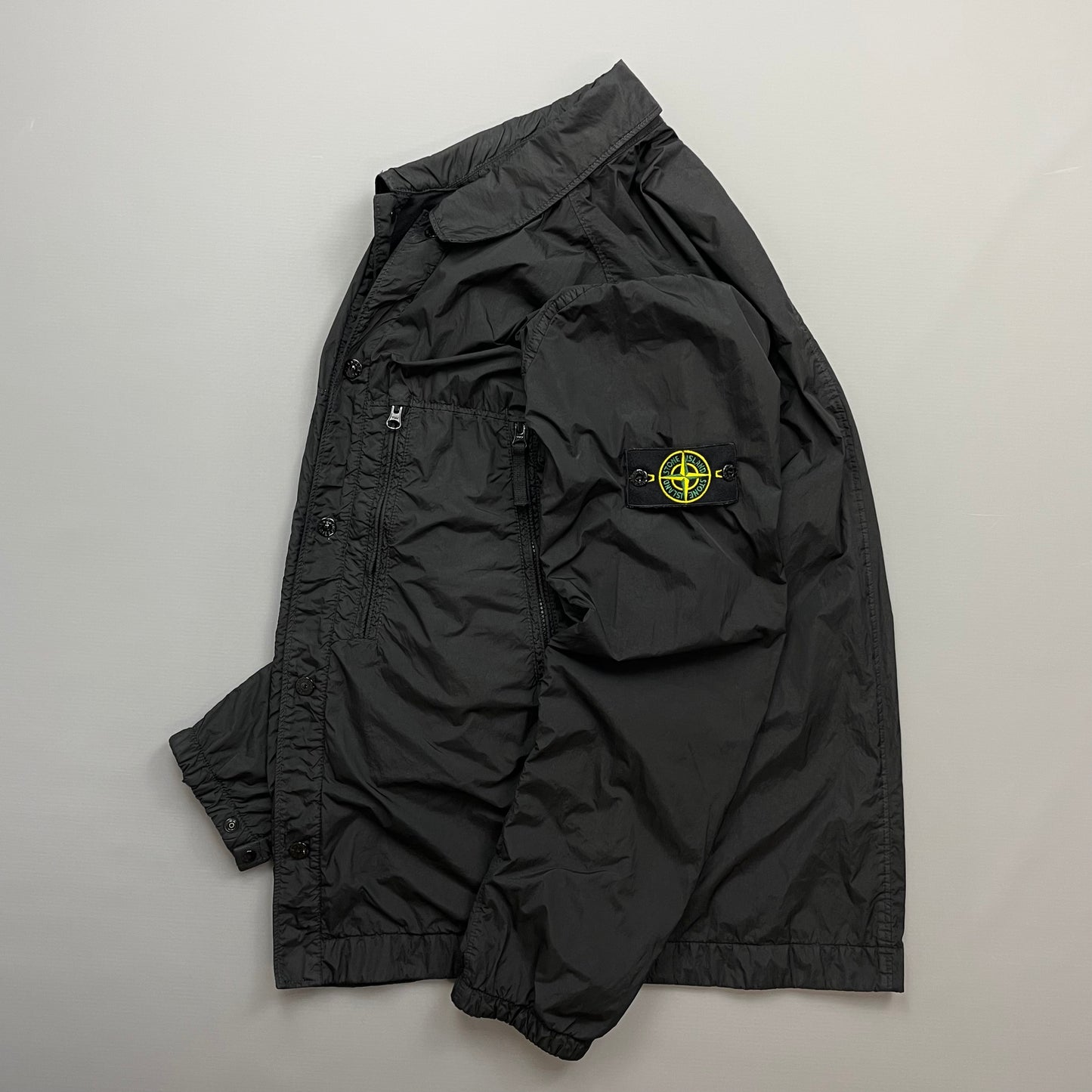 Stone Island Black AW19 Crinkle Reps Lined Overshirt Jacket