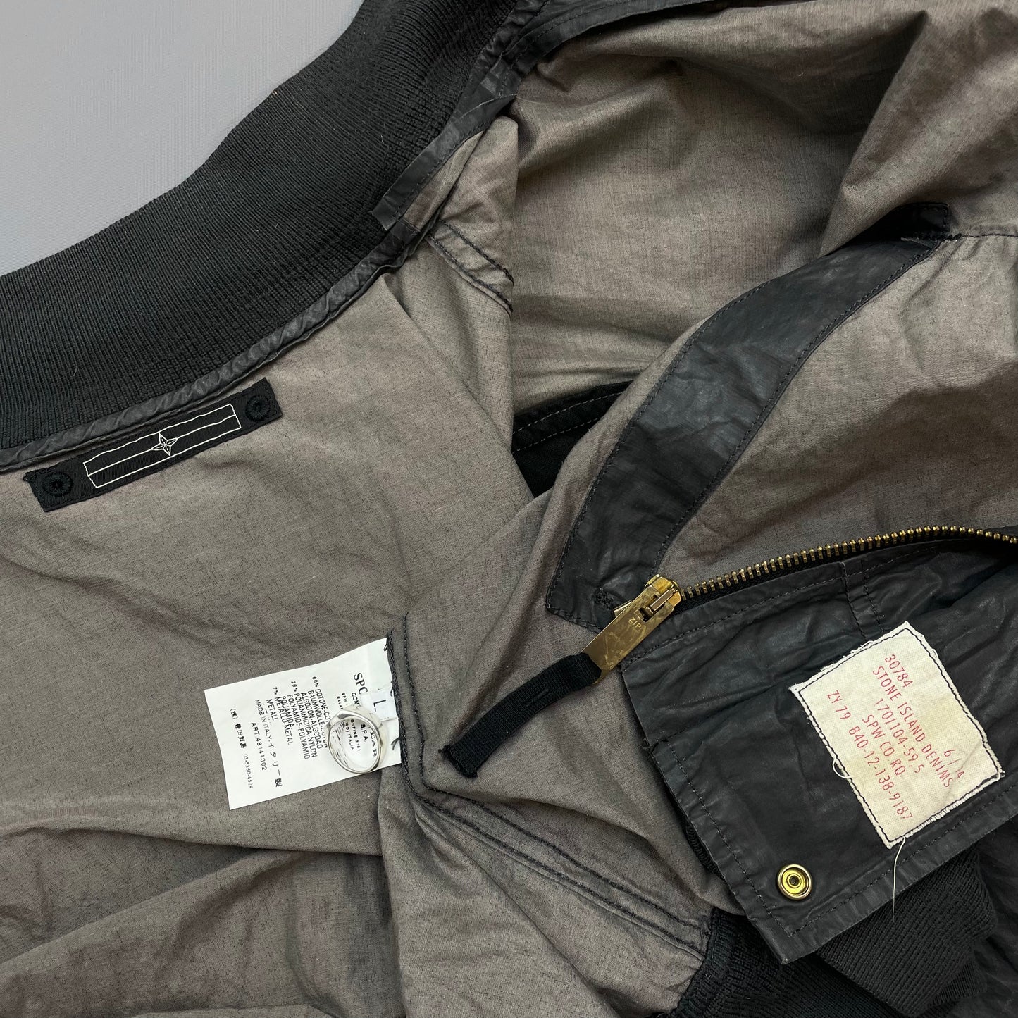 Stone Island Denims Grey SS08 Metal & Nylon Bomber Jacket