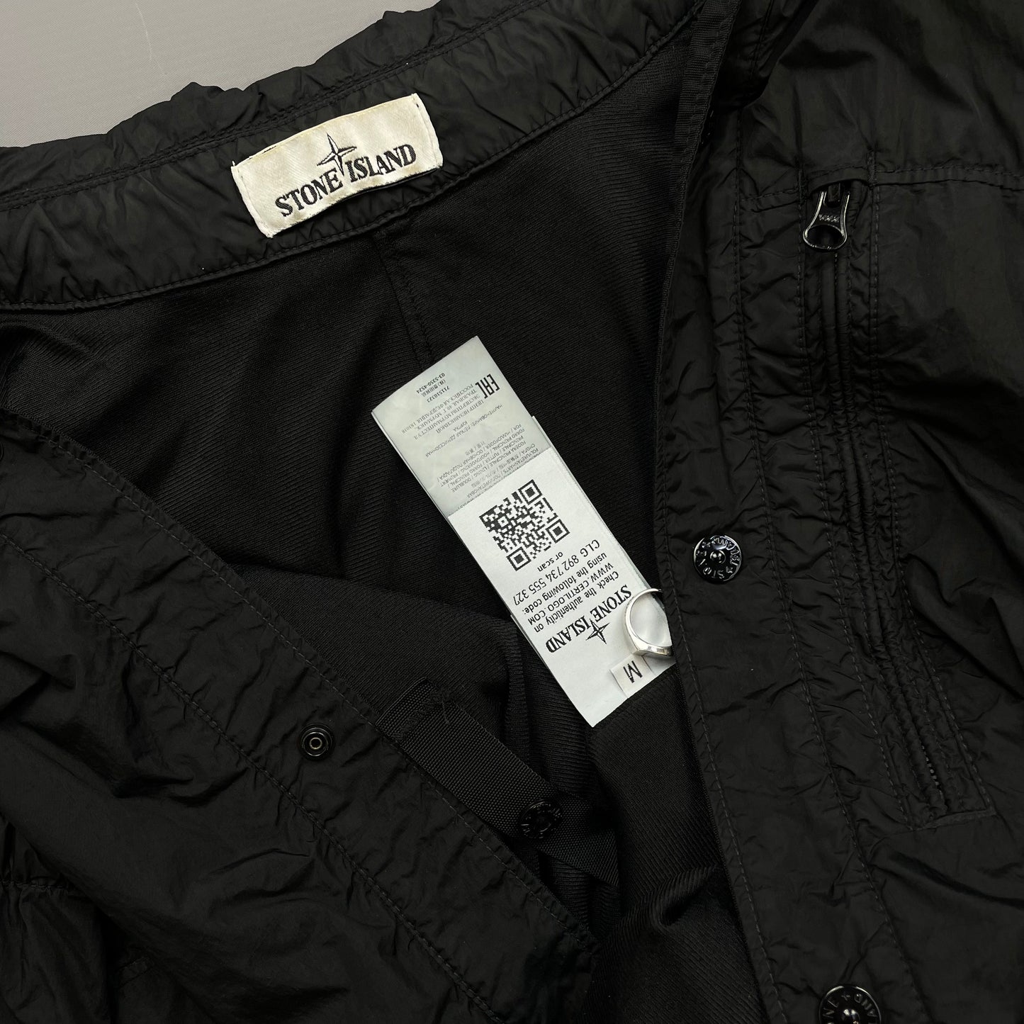 Stone Island Black AW19 Crinkle Reps Lined Overshirt Jacket