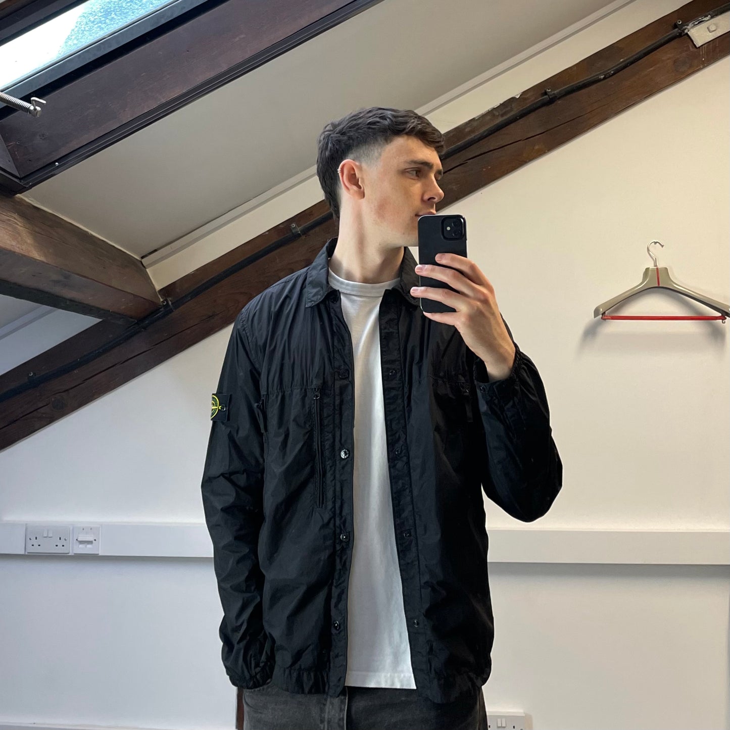 Stone Island Black AW19 Crinkle Reps Lined Overshirt Jacket