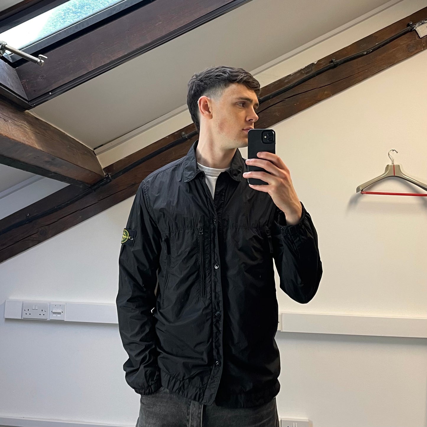 Stone Island Black AW19 Crinkle Reps Lined Overshirt Jacket