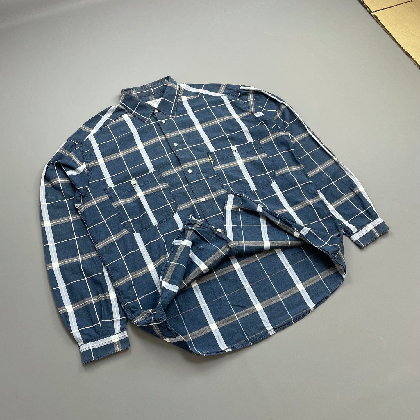 Armani Jeans Navy & Blue 90s Check Pocket Shirt