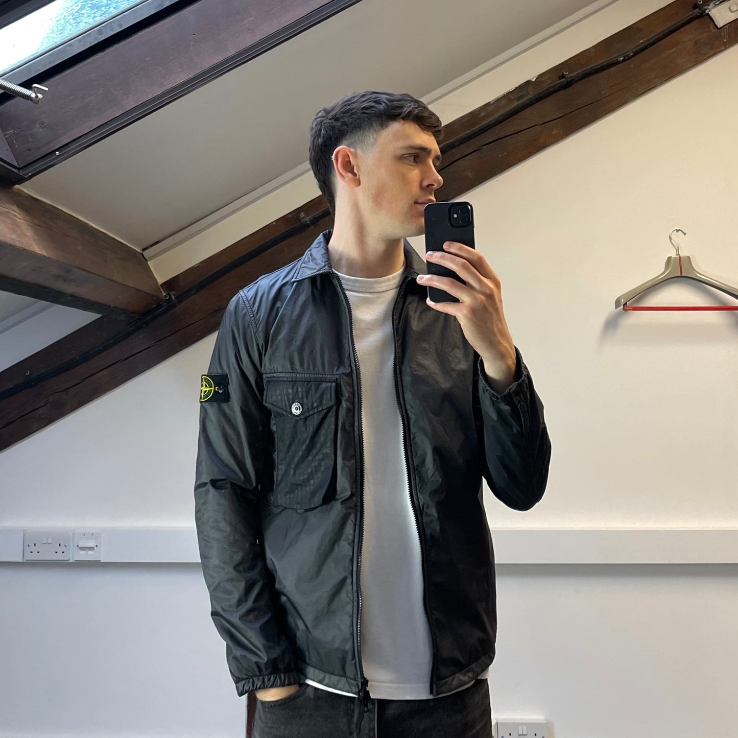 Stone Island Grey AW20 Nylon Lamy Flock Overshirt Jacket