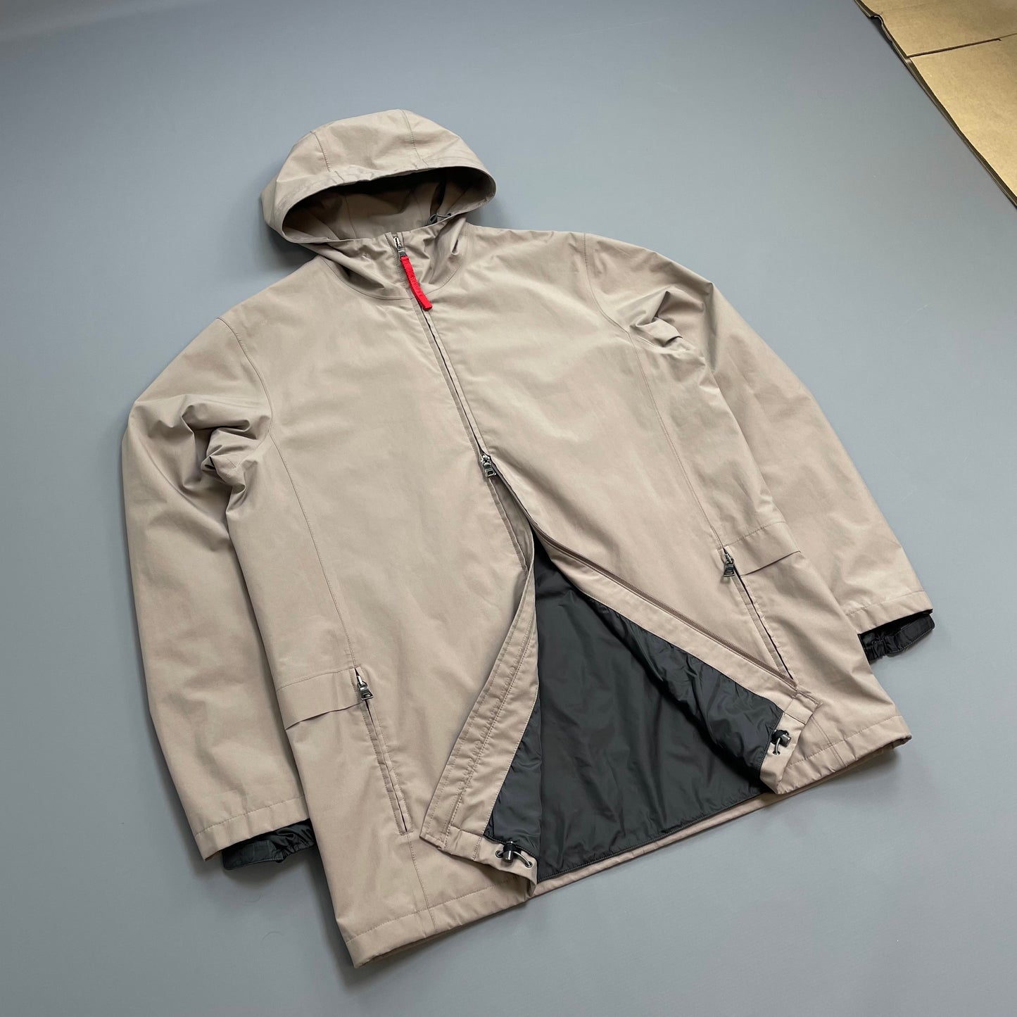 Prada Sport Light Brown 00s Technical Multi-Pocket Goretex Hooded Parka Jacket