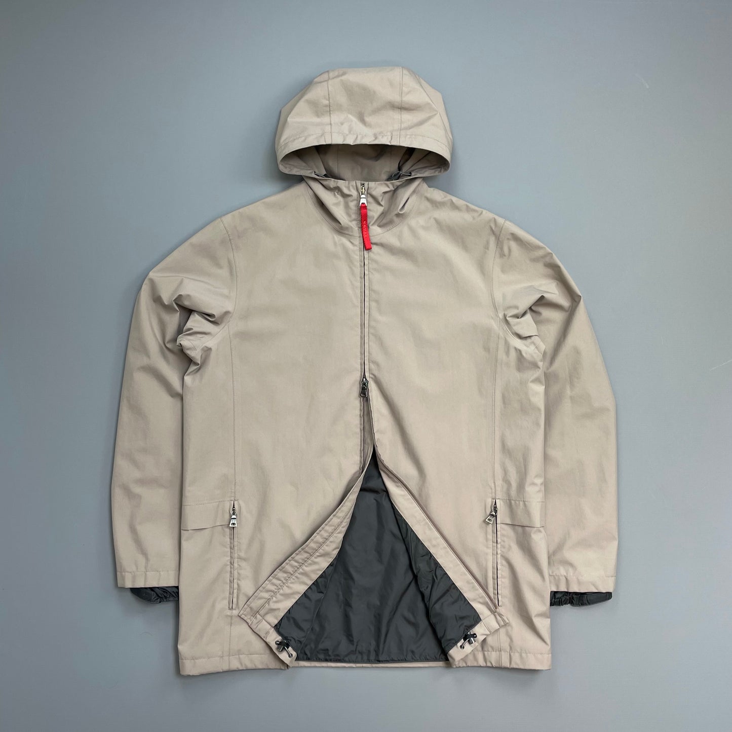 Prada Sport Light Brown 00s Technical Multi-Pocket Goretex Hooded Parka Jacket