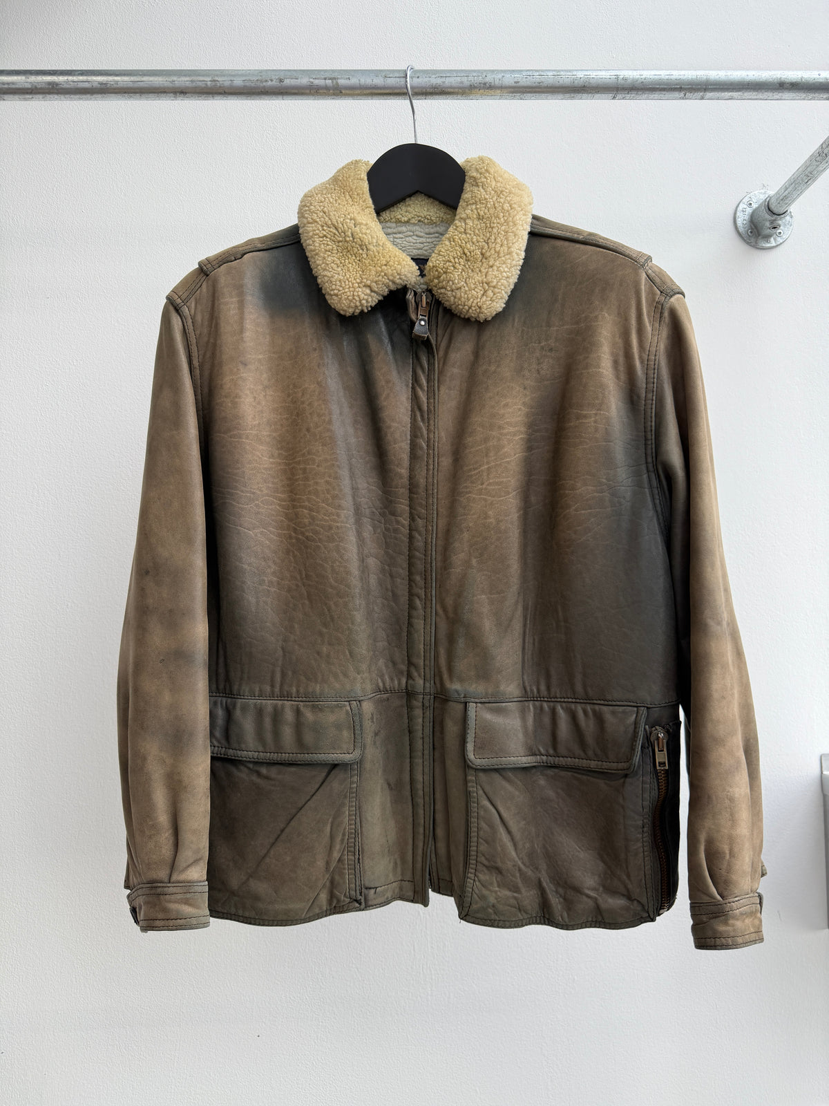 1980s Emporio Armani Leather Shearling Jacket