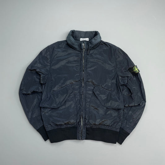 Stone Island Navy SS10 Nylon Metal Concealed Hood Bomber Jacket