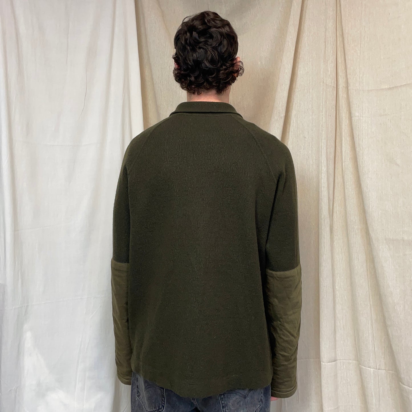 Stone Island Khaki Green AW05 Wool Blend Knit Zip-Through Jacket