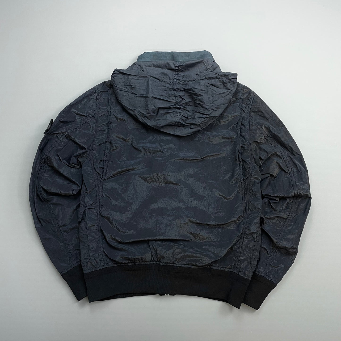 Stone Island Navy SS10 Nylon Metal Concealed Hood Bomber Jacket