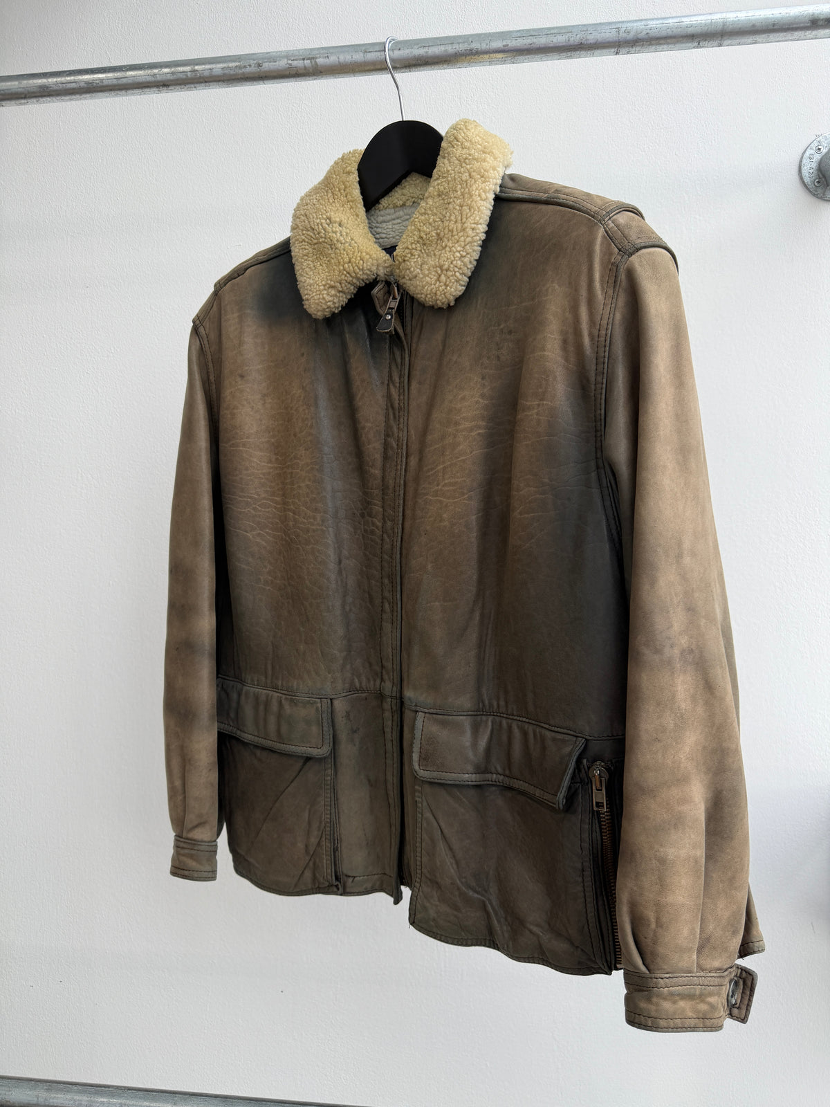 1980s Emporio Armani Leather Shearling Jacket