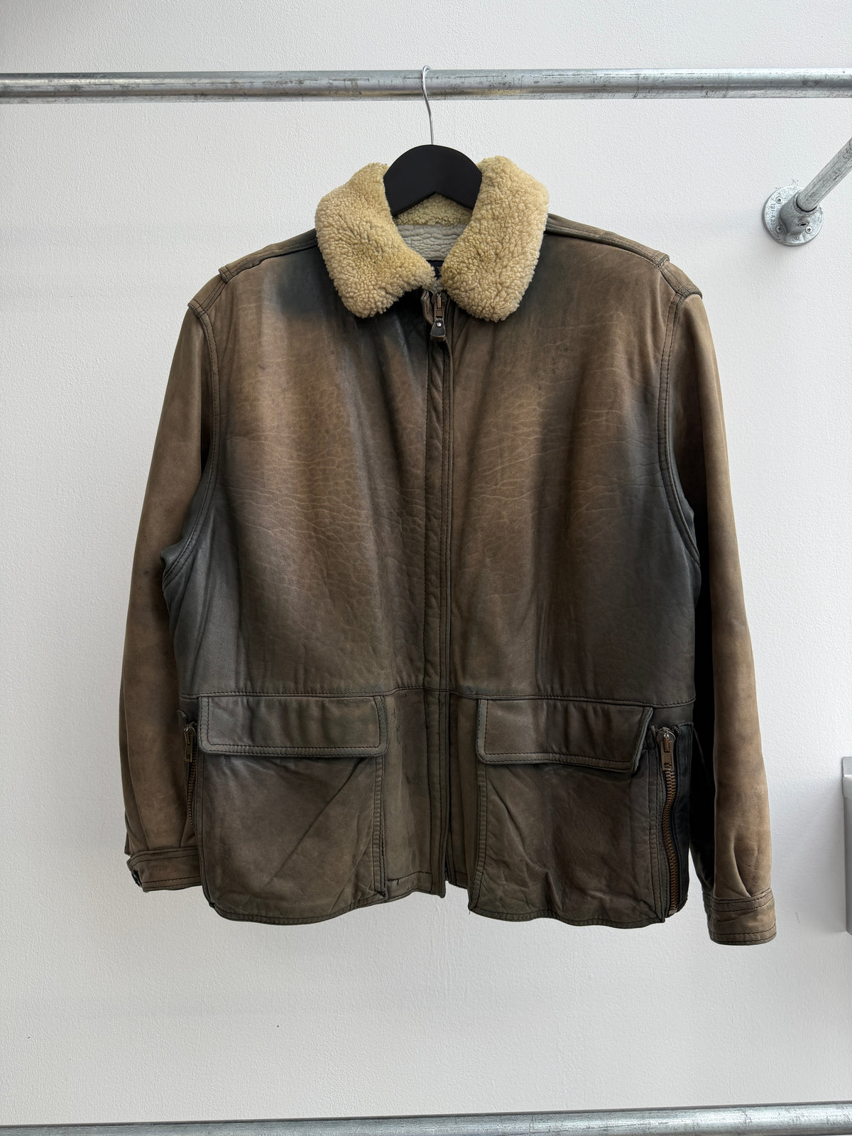1980s Emporio Armani Leather Shearling Jacket