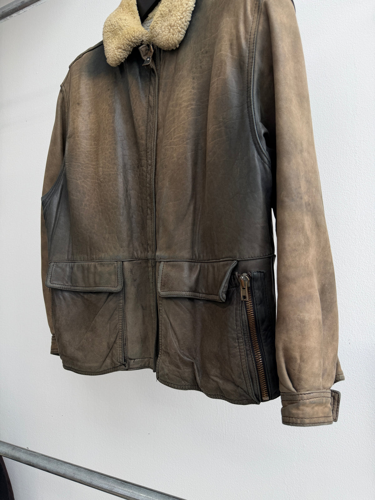 1980s Emporio Armani Leather Shearling Jacket