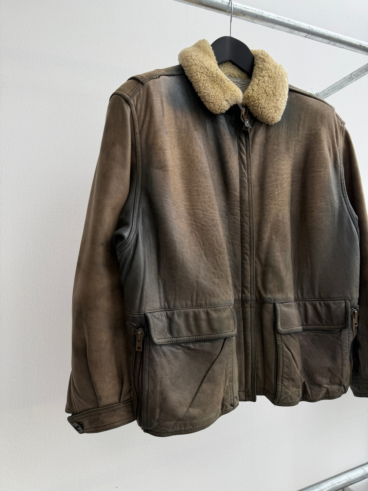 1980s Emporio Armani Leather Shearling Jacket