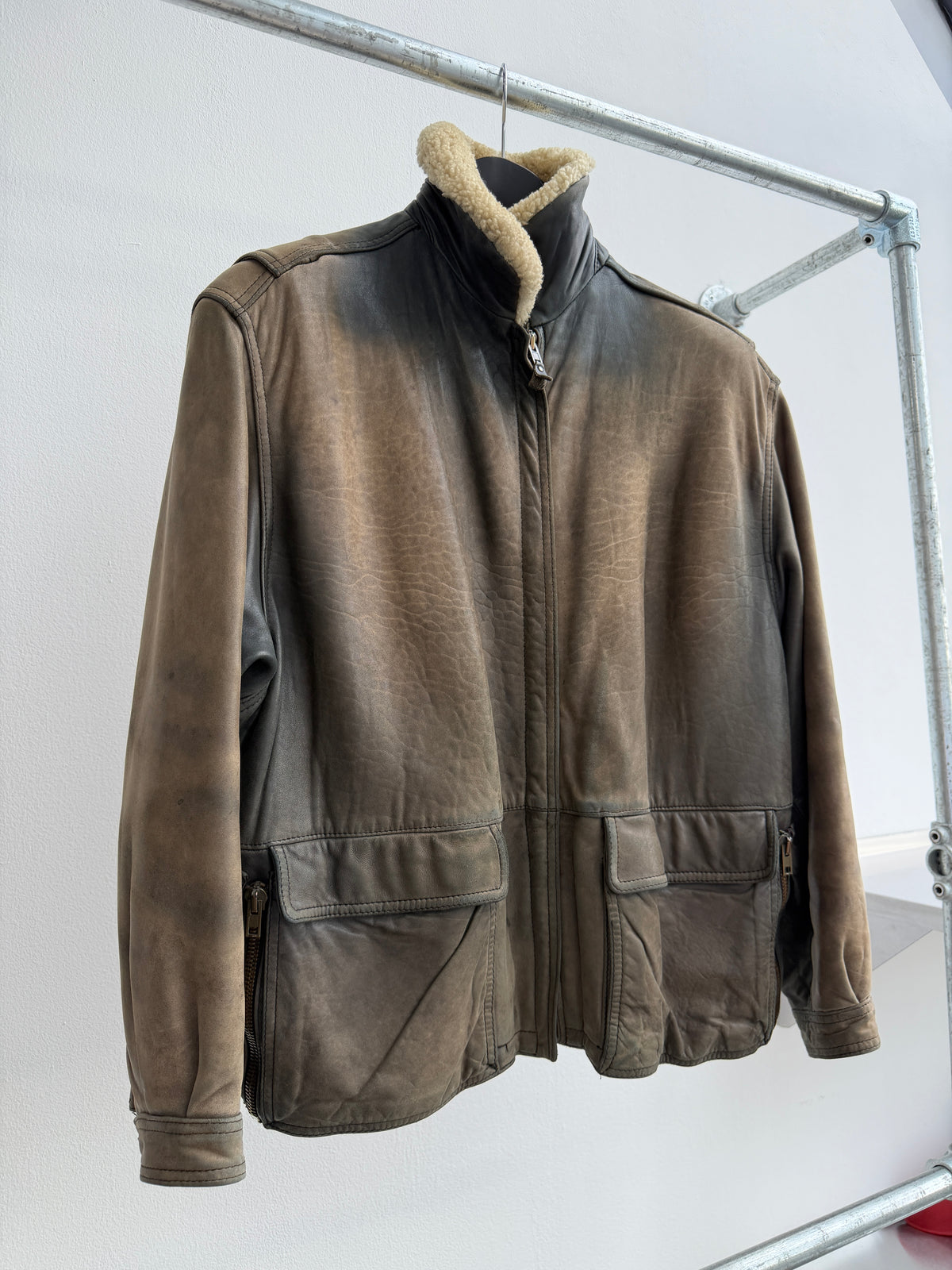 1980s Emporio Armani Leather Shearling Jacket