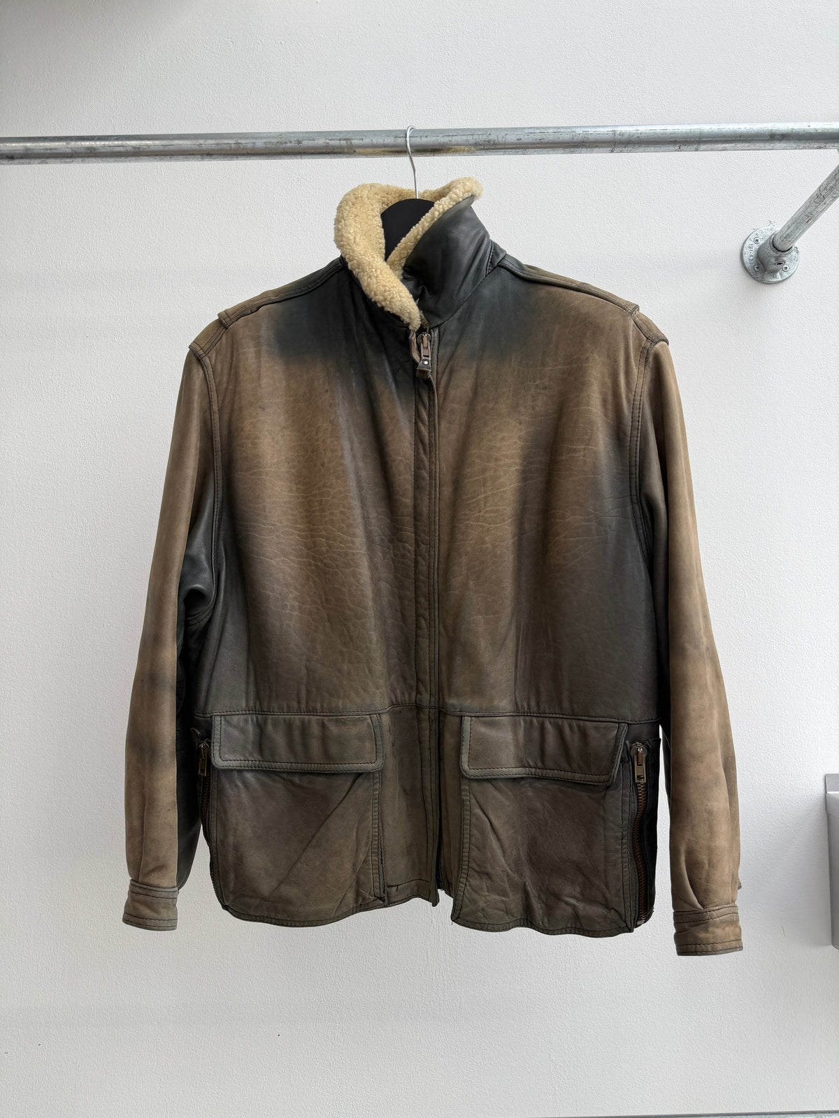 1980s Emporio Armani Leather Shearling Jacket