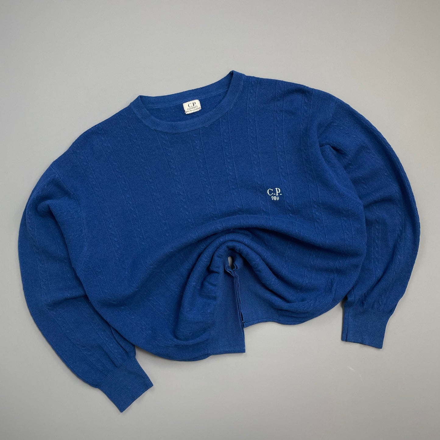 C.P. Company Blue 1989 Ideas from Massimo Osti Wool Cable Knit Jumper