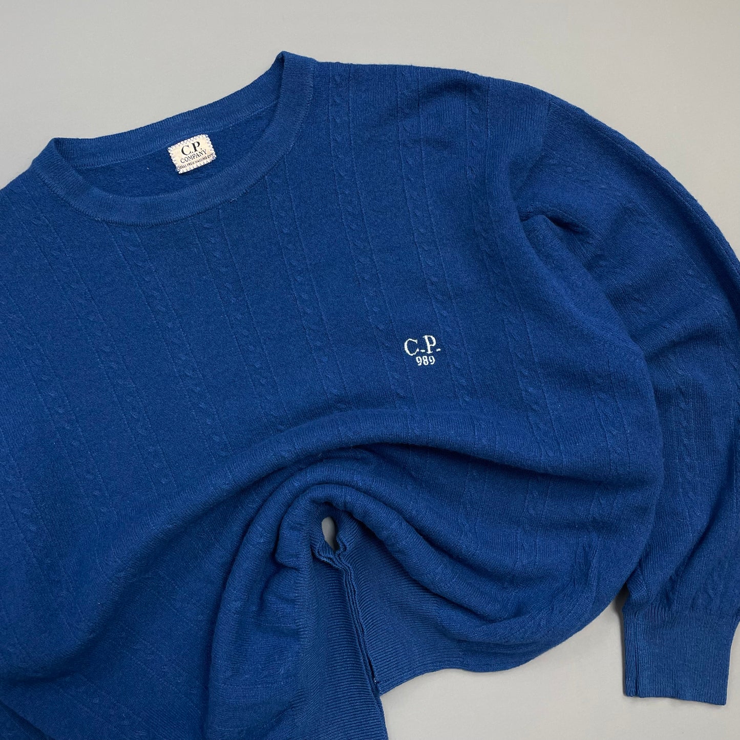 C.P. Company Blue 1989 Ideas from Massimo Osti Wool Cable Knit Jumper