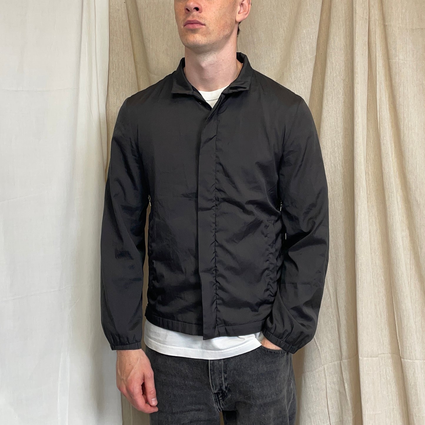 Prada Sport Grey 00s Hidden-Vent Concealed Hood Technical Jacket