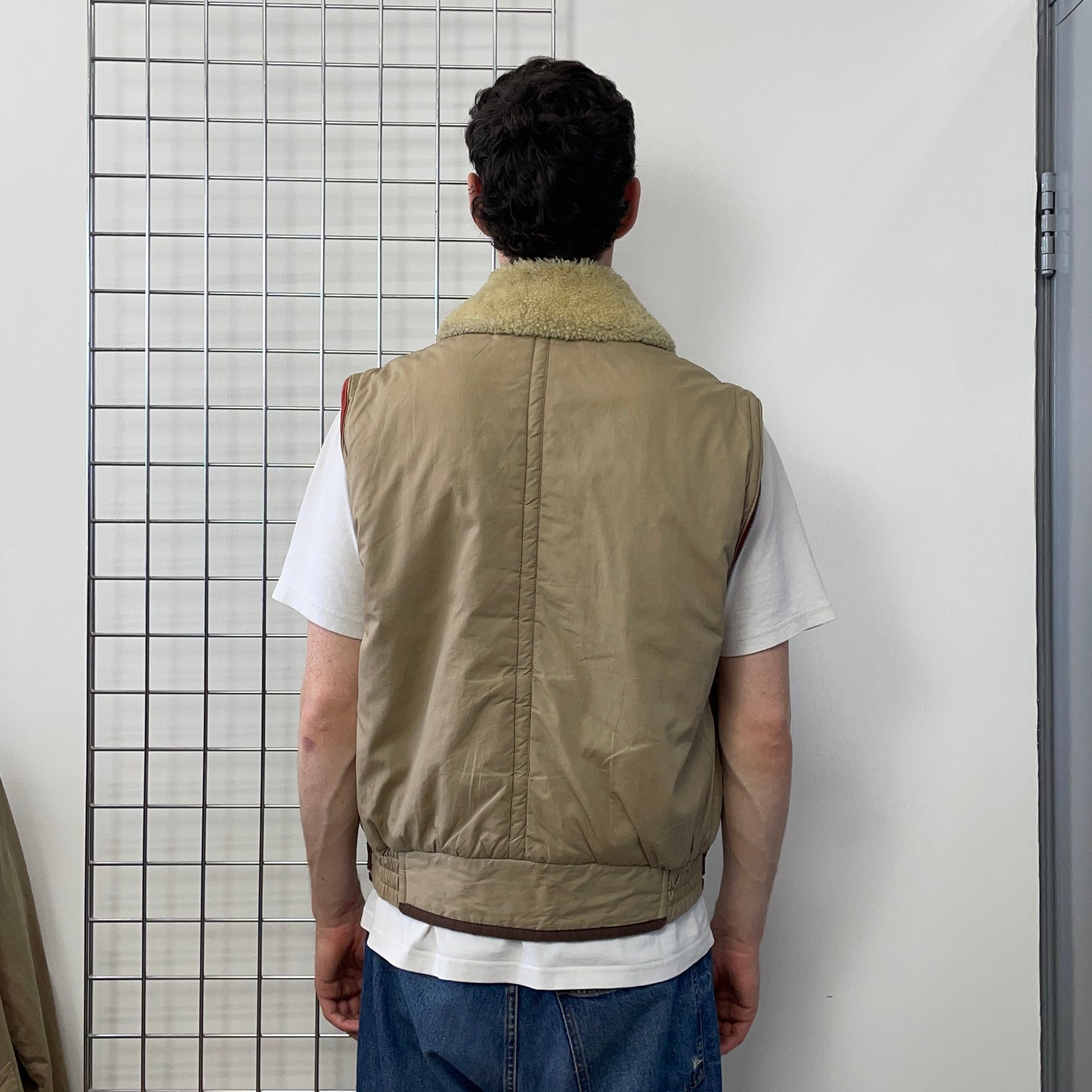 C.P. Company Brown 80s Dutch Police Shearling Leather Gilet