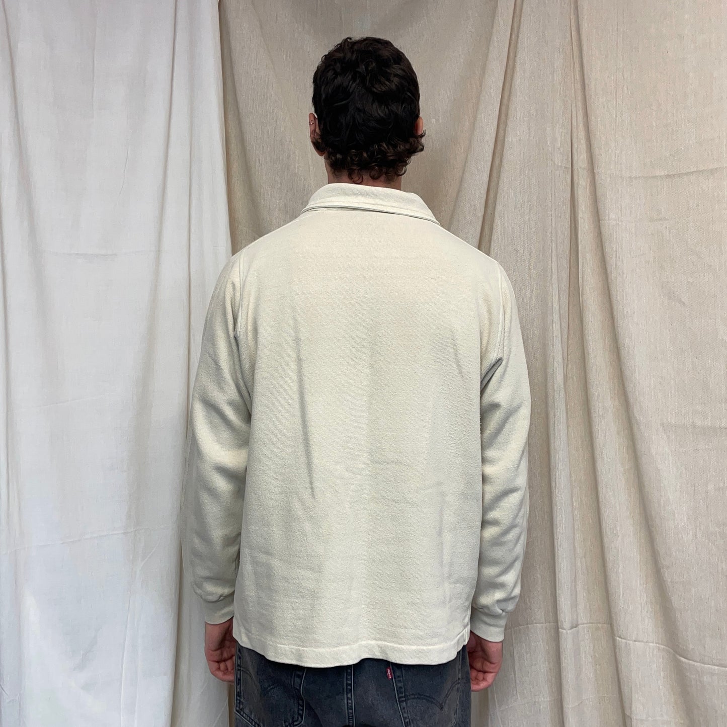 Stone Island Beige 80s Silver Button Collared Spellout Jumper