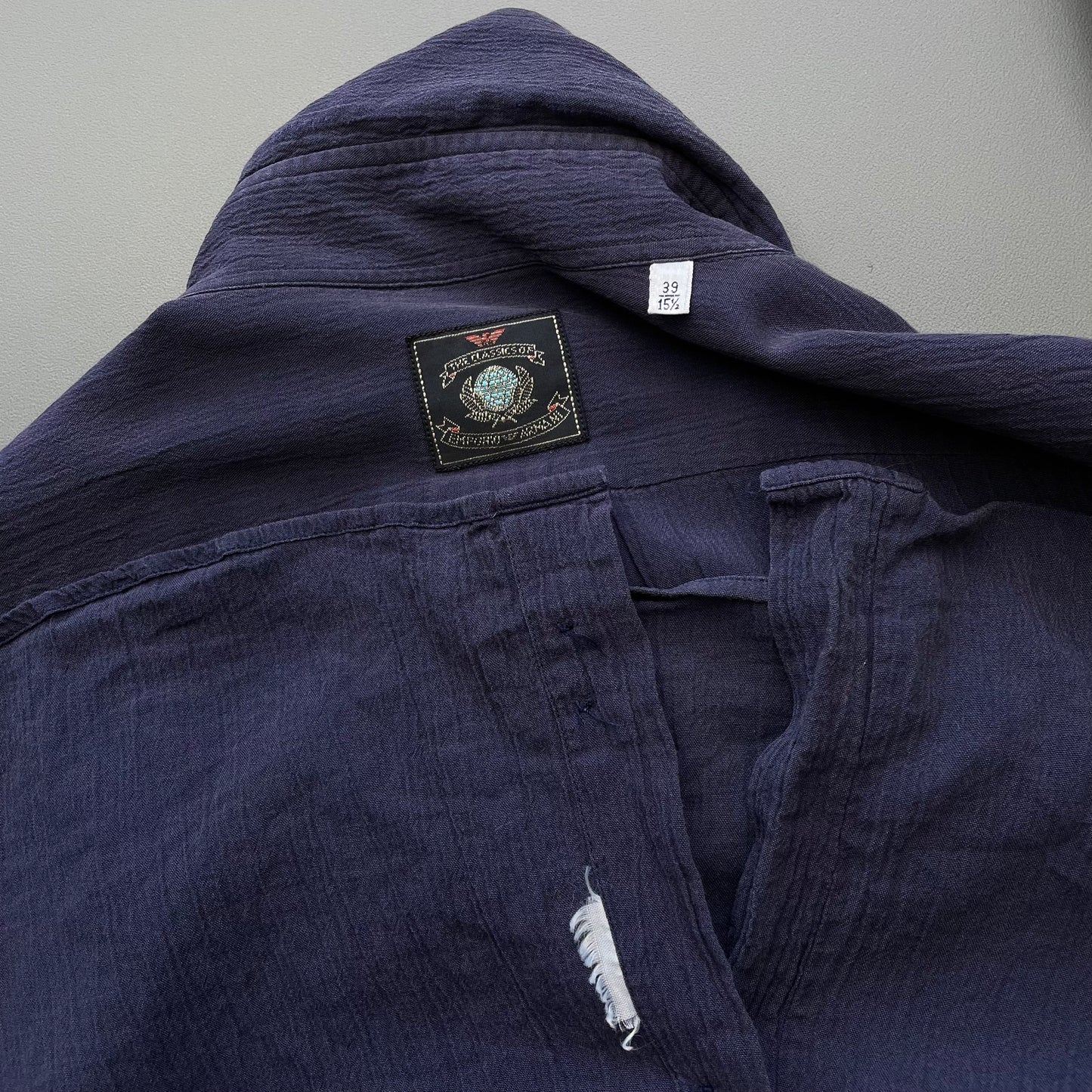 Emporio Armani Navy Purple 80s Classi Half Eagle Shirt