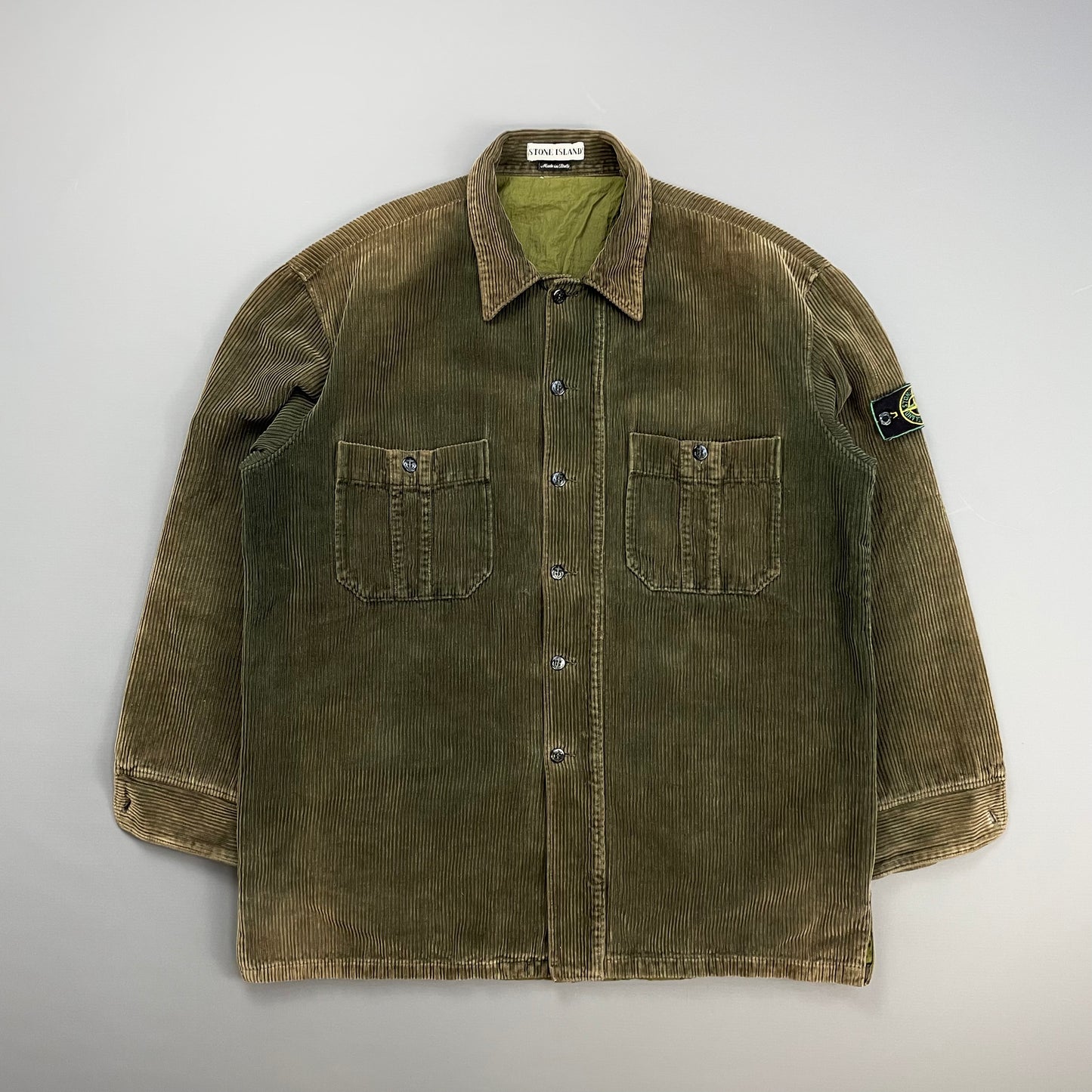 Stone Island Brown AW95 Jumbo Cord Corduroy Green Edge Badge Overshirt Jacket
