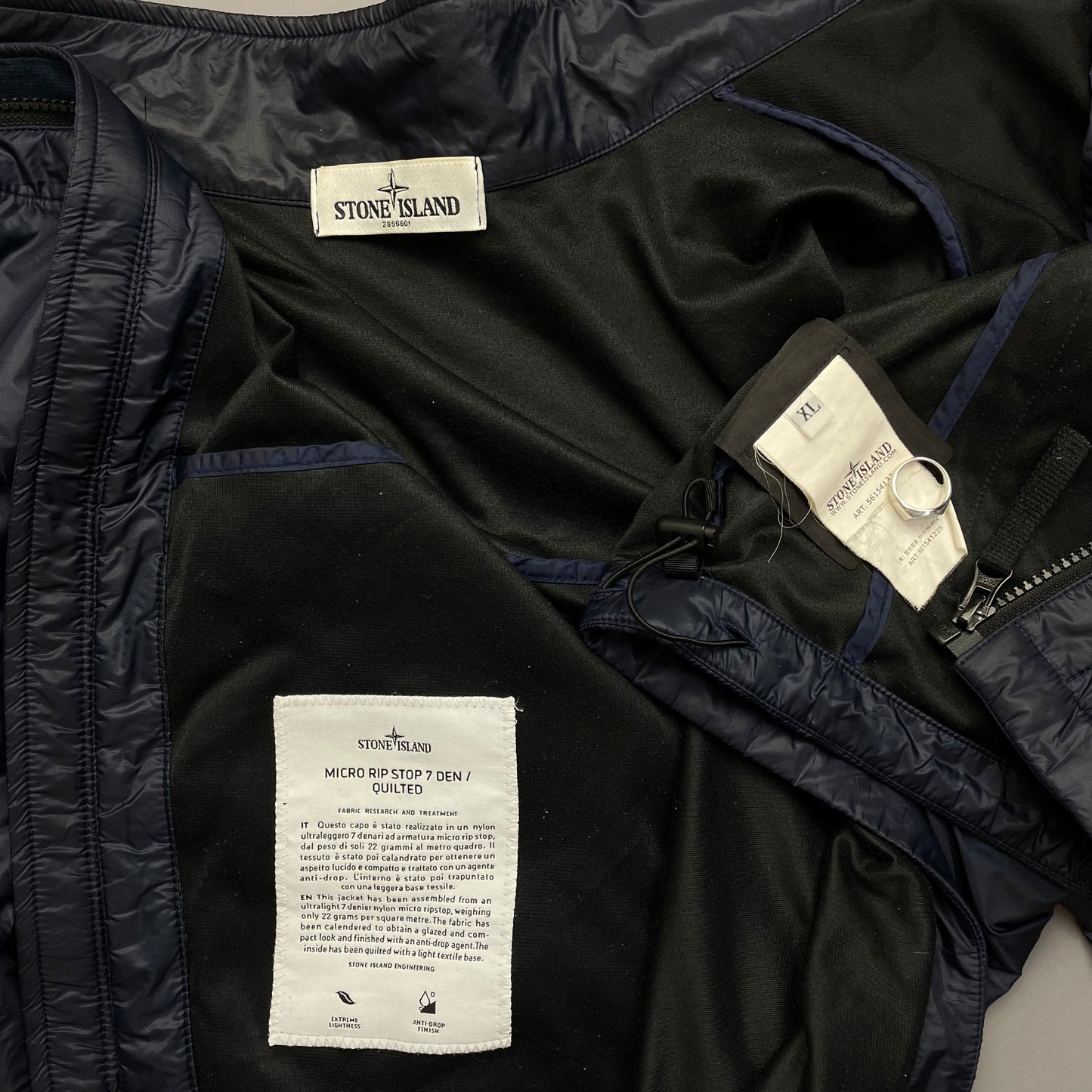 Stone Island Navy SS12 Micro Rip Stop 7 Den / Quilted Jacket