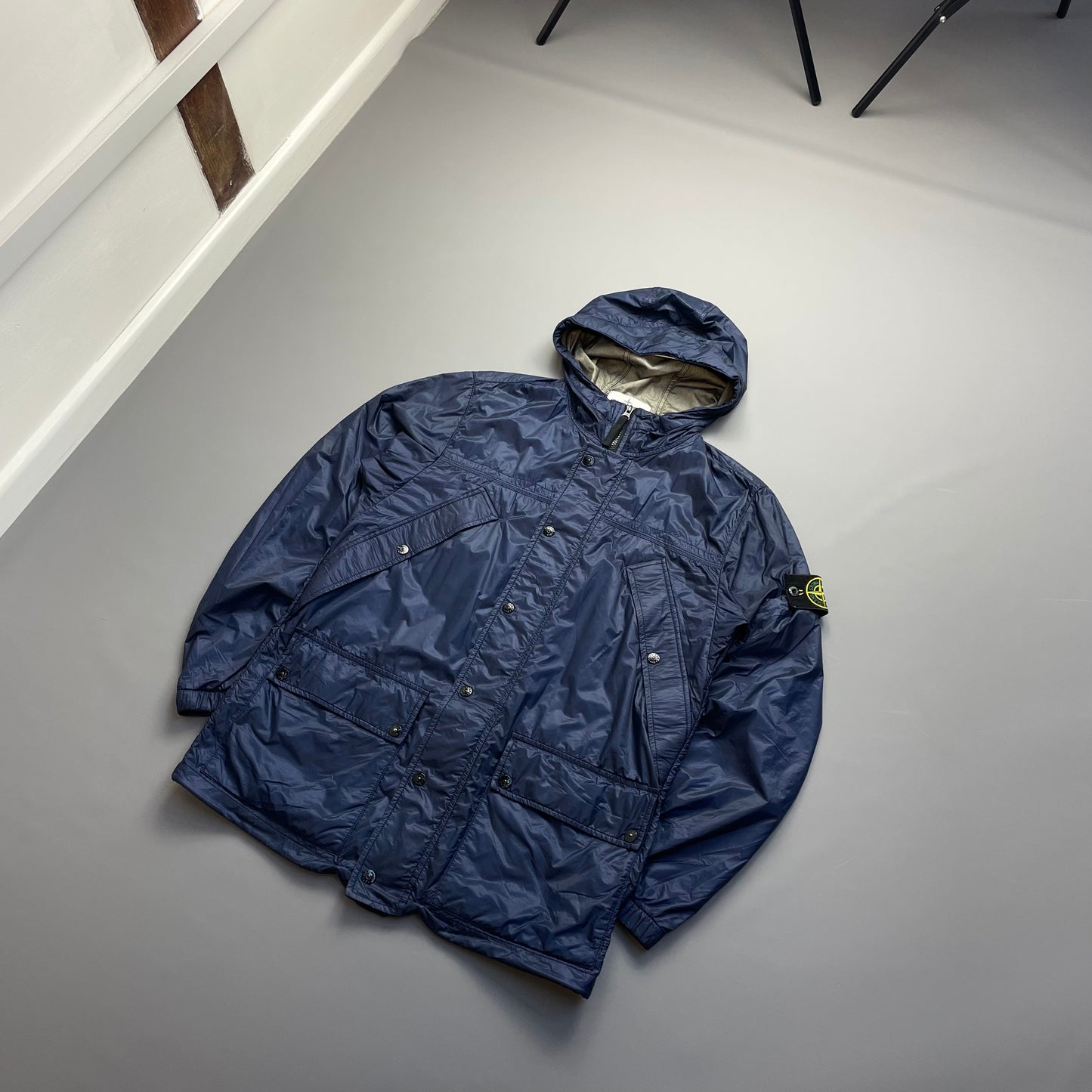 Stone Island Blue SS12 Micro Rip Stop 7 Den / Tyvek Shield Hooded Field Jacket