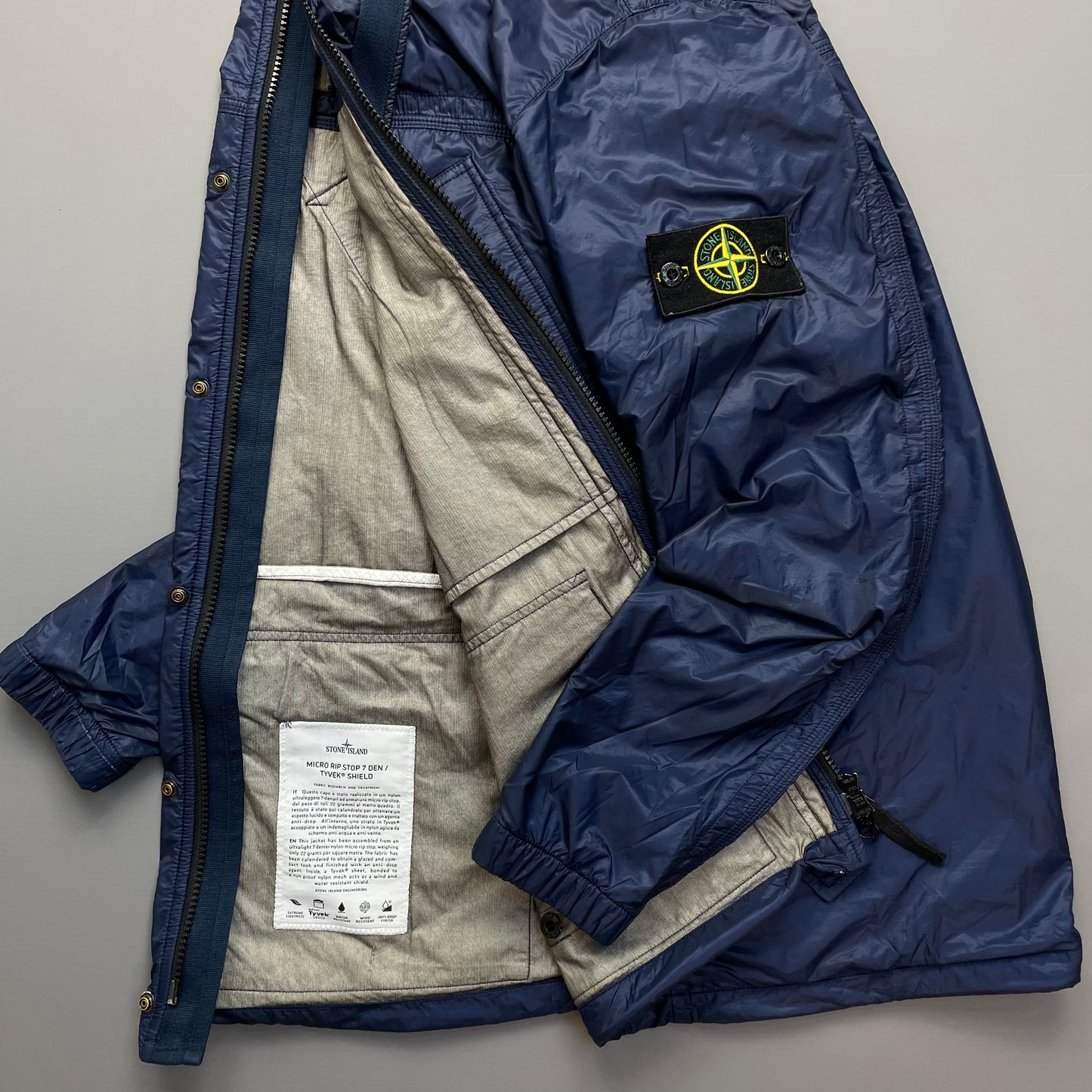 Stone Island Blue SS12 Micro Rip Stop 7 Den / Tyvek Shield Hooded Field Jacket