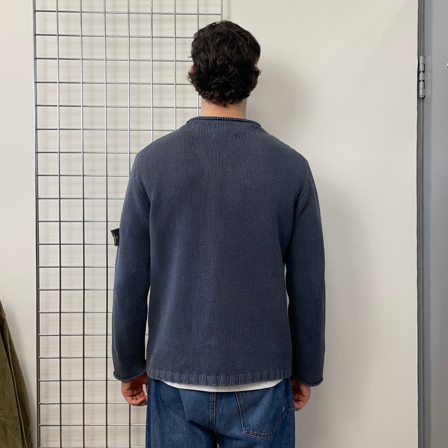 Stone Island Grey SS02 Shoulder Seam Heavyweight Knit Jumper