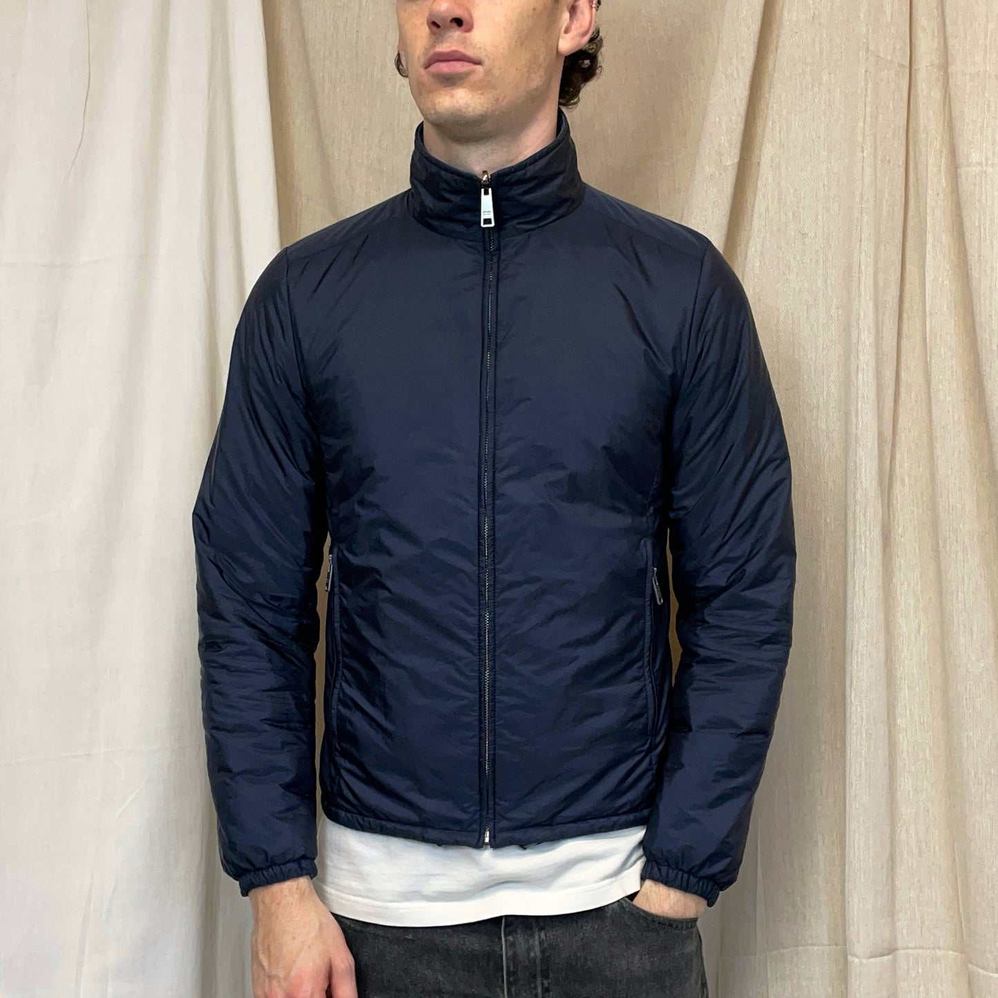 Prada Sport Navy & Blue 2014 Nylon Padded Harrington Bomber Jacket