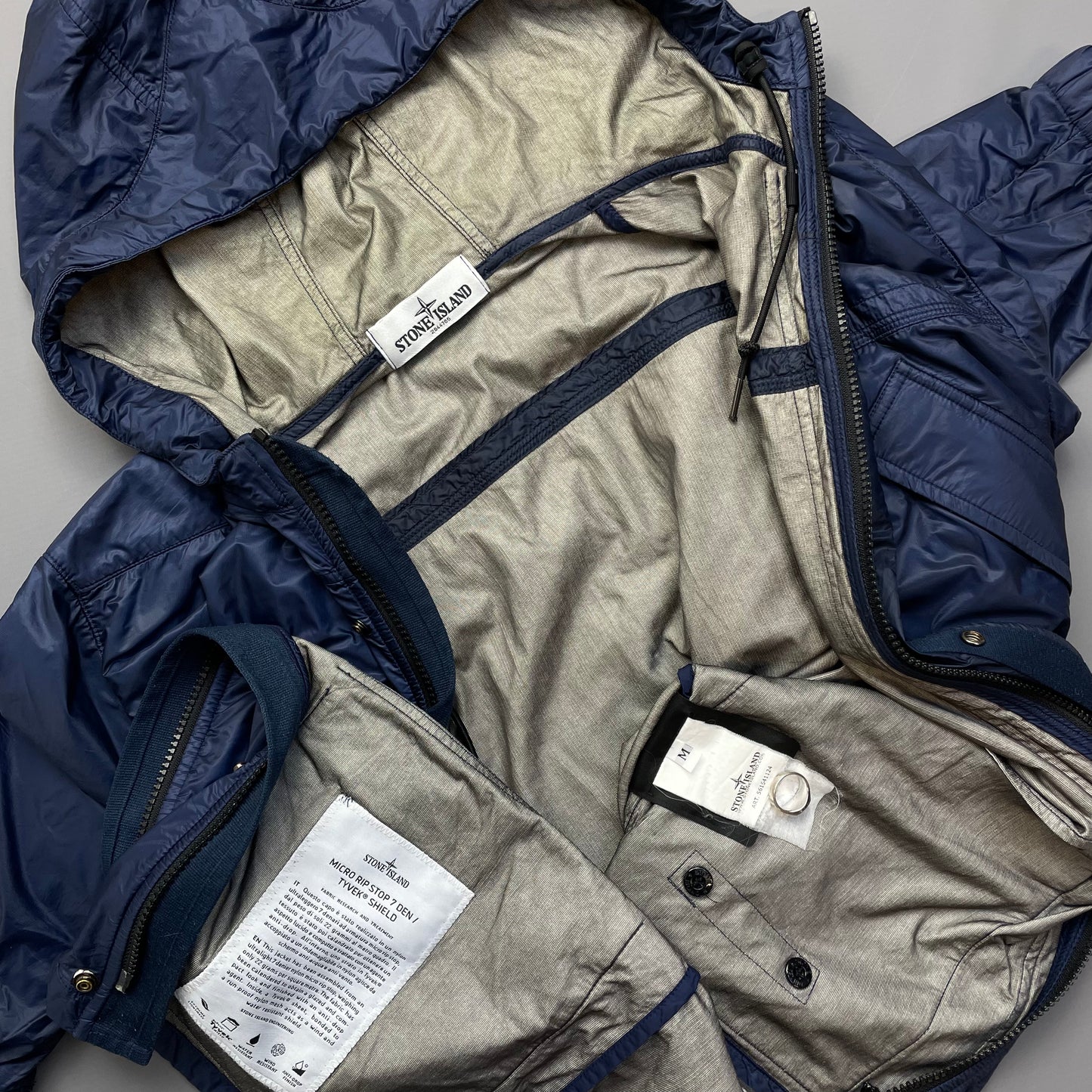 Stone Island Blue SS12 Micro Rip Stop 7 Den / Tyvek Shield Hooded Field Jacket