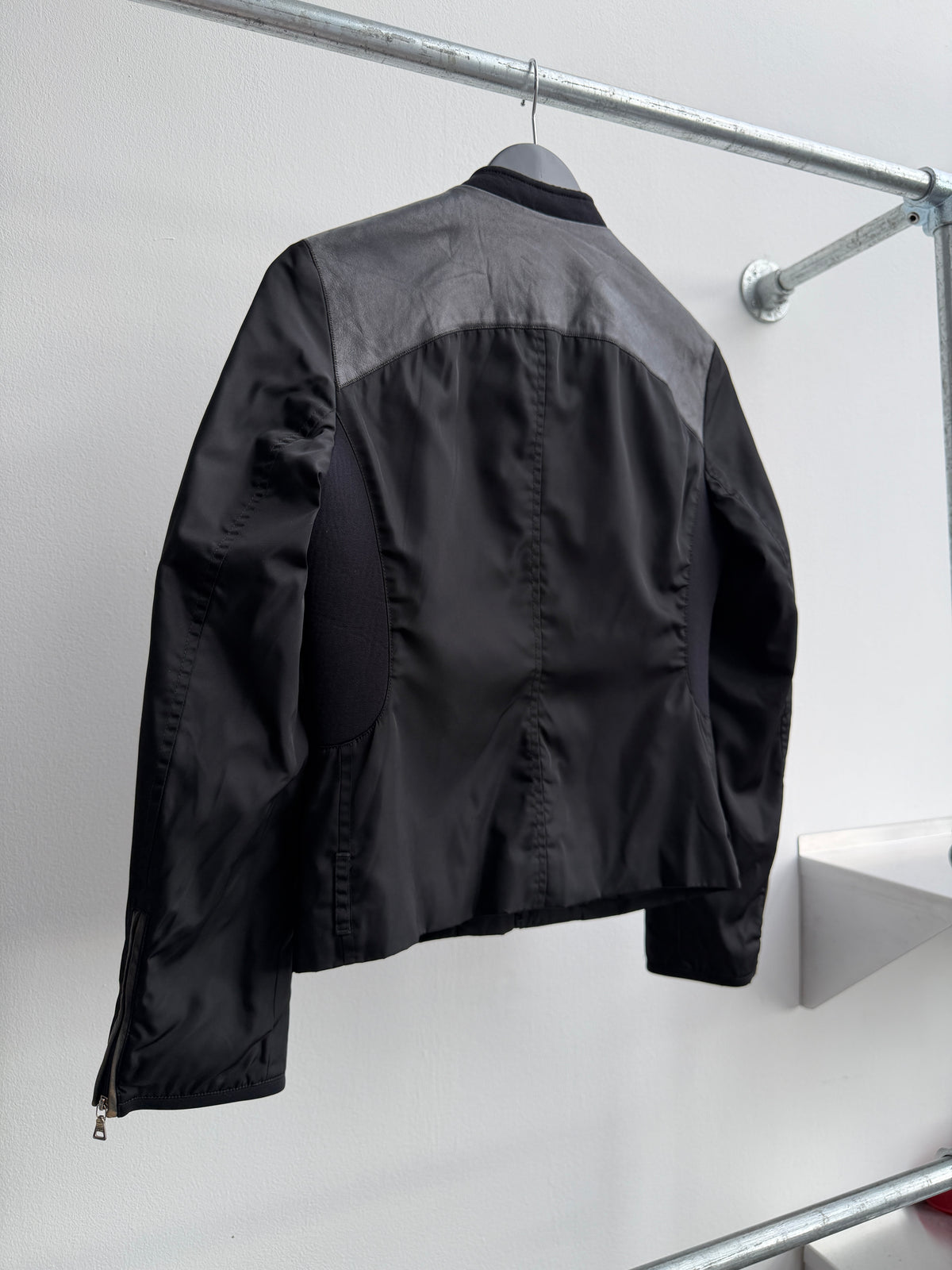Prada Fall/Winter 1999 Leather Nylon Biker Jacket