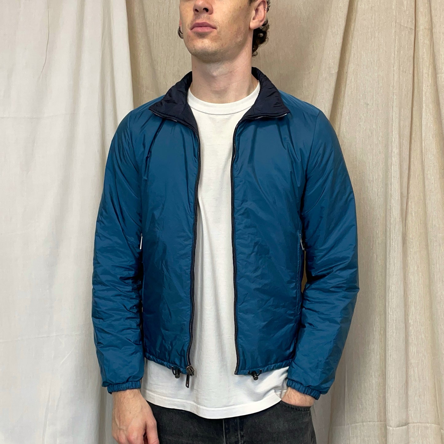 Prada Sport Navy & Blue 2014 Nylon Padded Harrington Bomber Jacket